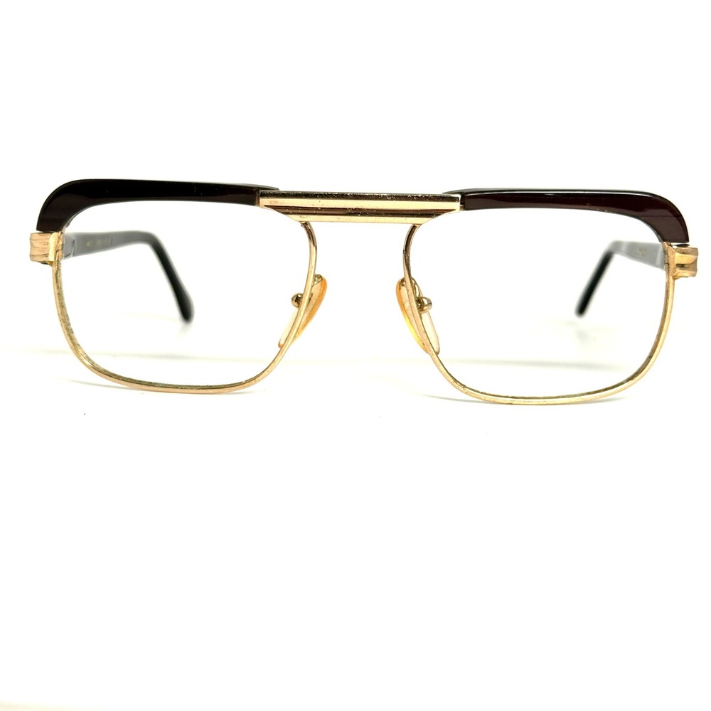 Romalin Mod Lord 52/20 Vintage Eyeglasses Gold Brown Aviator Mens Frames H5581